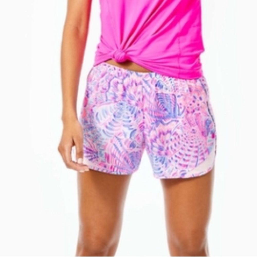 Lilly Pulitzer Ocean Trail shorts, size Large, Raz Berry Sea You Soon print, GUC